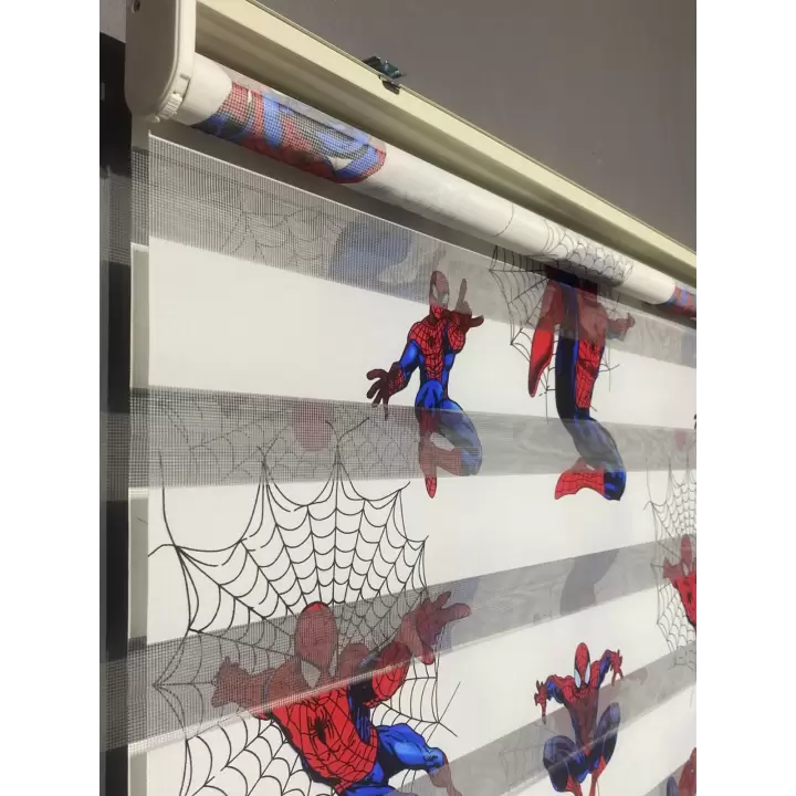 Spider-Man Örümcek Adam Baskılı Zebra Perde