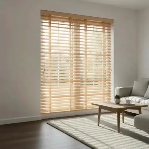 50 mm Açık Kahverengi Ahşap Jaluzi Perde