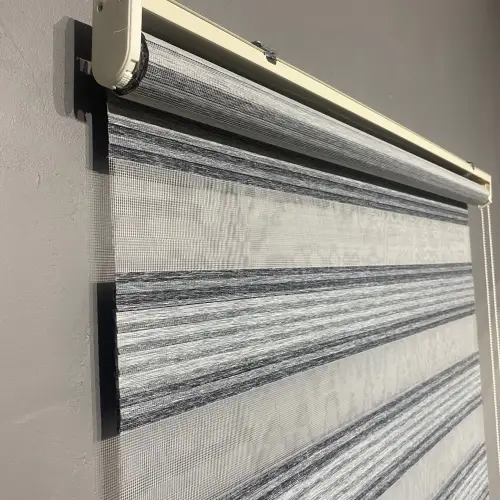 Gri - Antrasit Bambu Plise Zebra Perde