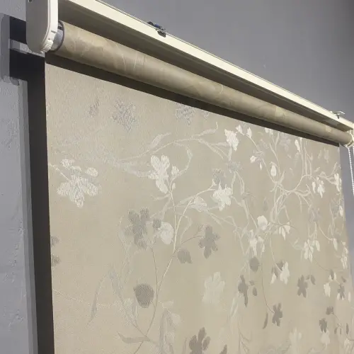 Kahverengi Jakar Çiçekli Stor Perde