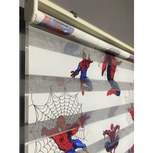 Spider-Man Örümcek Adam Baskılı Zebra Perde