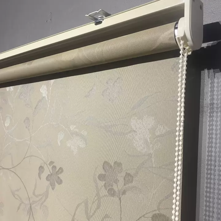 Kahverengi Jakar Çiçekli Stor Perde
