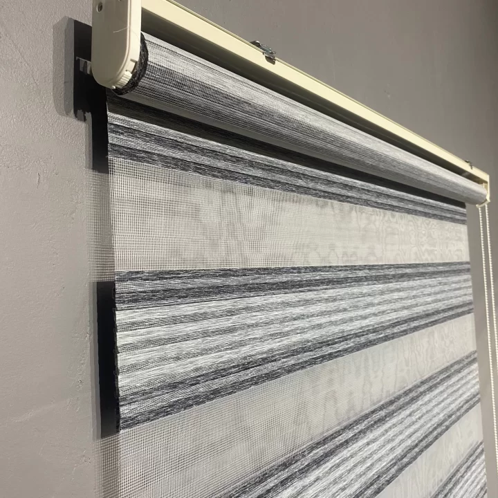 Gri - Antrasit Bambu Plise Zebra Perde