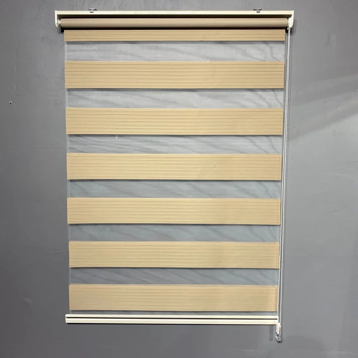 Koyu Krem Geniş Plise Zebra Perde