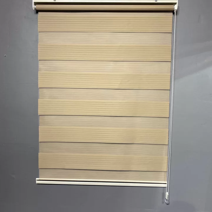 Koyu Krem Geniş Plise Zebra Perde