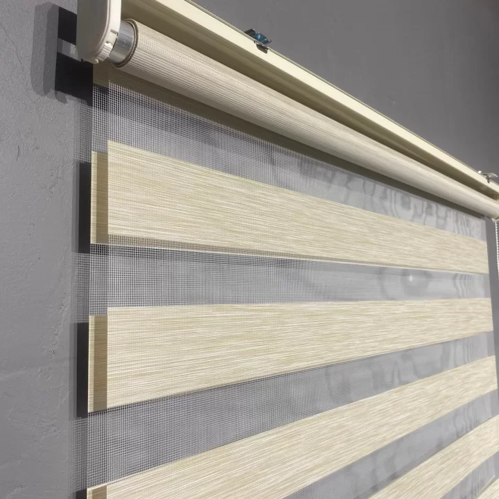 Krem Bambu Zebra Perde