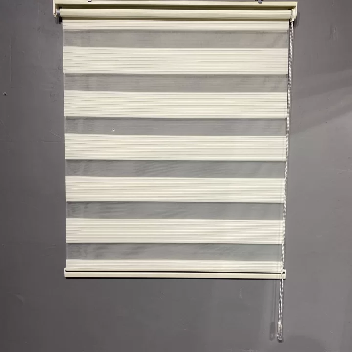 Krem Geniş Plise Zebra Perde