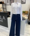 Denim Üzeri Taşlı Pantolon