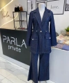 2K Çizgili Denim Takım