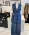 Nurcan Çetin Taşlı Denim Yelek Takım