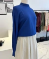 Nuss Fermuar Detaylı Saks Triko Tunik