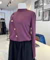 Nuss Düğme Detaylı Bordo Triko Tunik