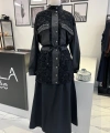 Nuss Taşlı Güpürlü Siyah Kap