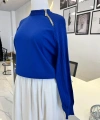 Nuss Fermuar Detaylı Saks Tunik