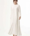NUSS SATEN ELBİSE EKRU