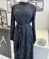 Orhan Store Siyah Leopar Desenli Elbise