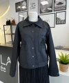 PEARLY Collection Cep Nakışlı Kısa Trenç