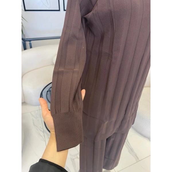 Nuss Çizgi Dokulu Pantolon Tunik Takım