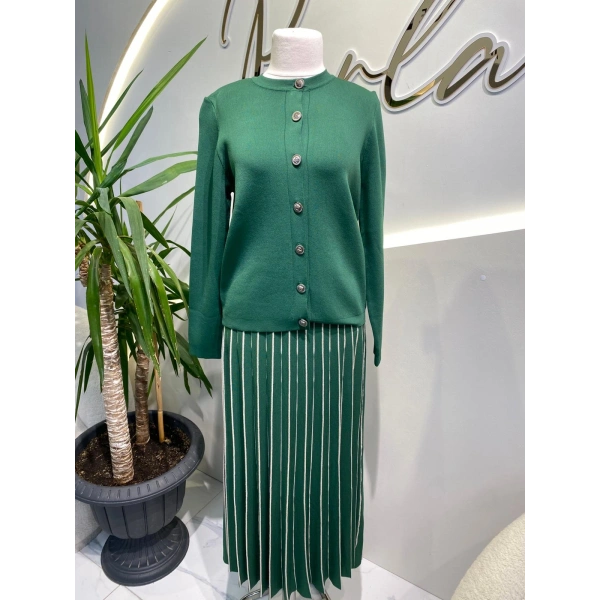 Nuss ince çizgili etek takım