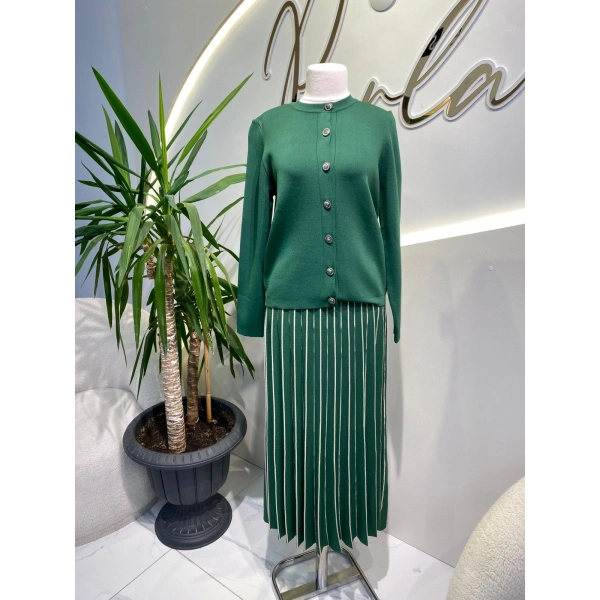 Nuss ince çizgili etek takım