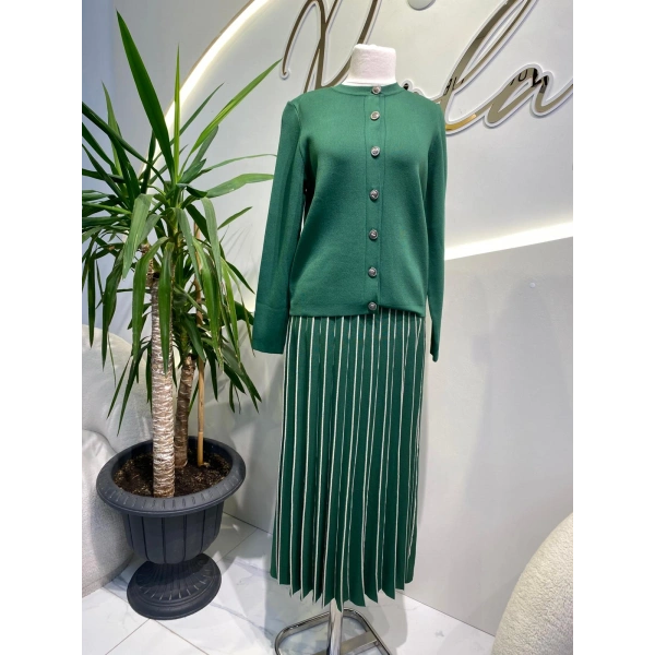 Nuss ince çizgili etek takım