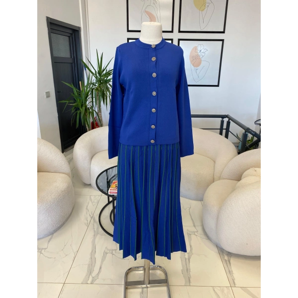 Nuss ince çizgili etek takım