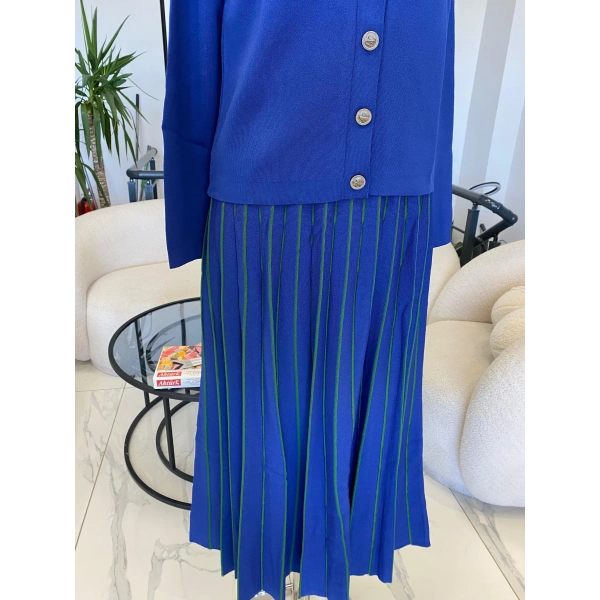 Nuss ince çizgili etek takım