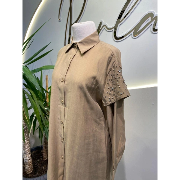 KOLLARI TAŞLI TENSEL GÖMLEK