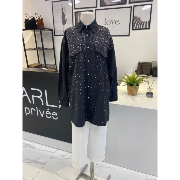 2K SİYAH TAŞLI GÖMLEK