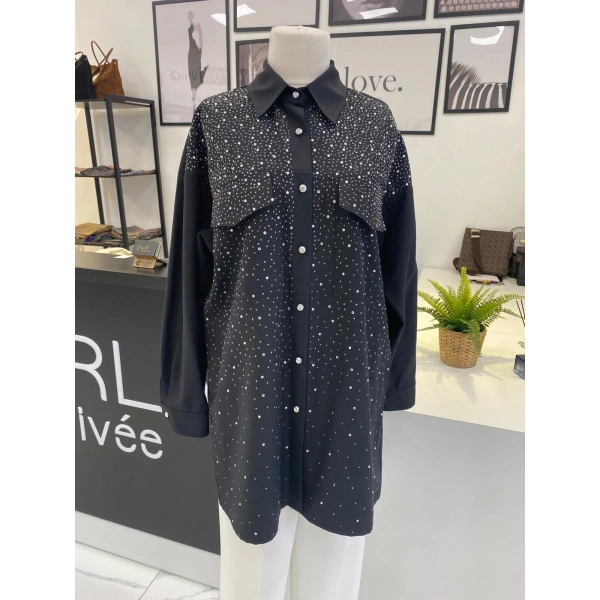 2K SİYAH TAŞLI GÖMLEK