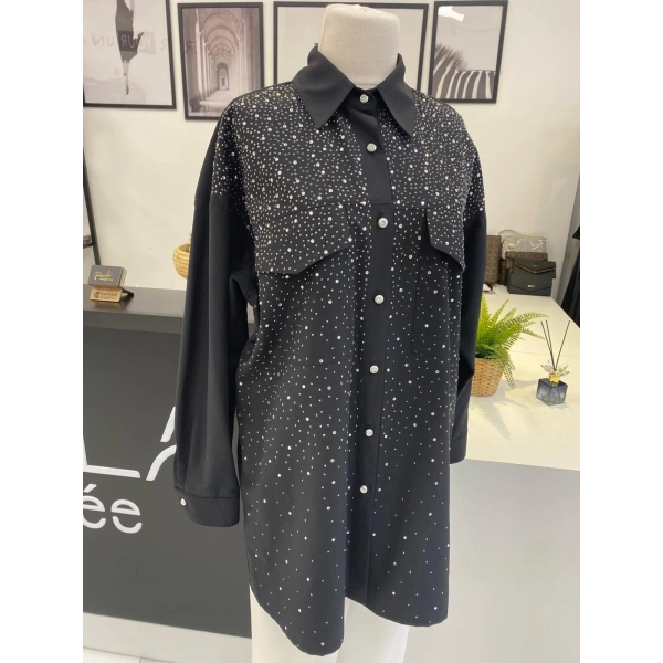 2K SİYAH TAŞLI GÖMLEK