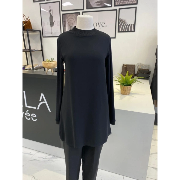 QMASH PRİVE UZUN KOL ŞİFON DETAYLI TUNİK