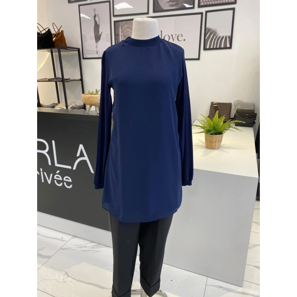 QMASH PRİVE UZUN KOL ŞİFON DETAYLI TUNİK