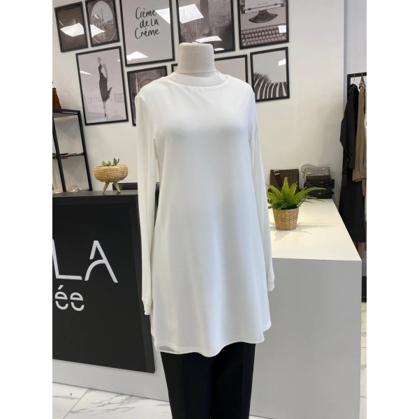 QMASH PRİVE UZUN KOL ŞİFON DETAYLI TUNİK