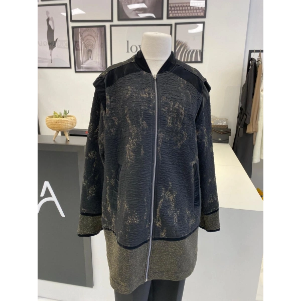 QMASH PRİVE SİYAH SİMLİ BOMBER CEKET