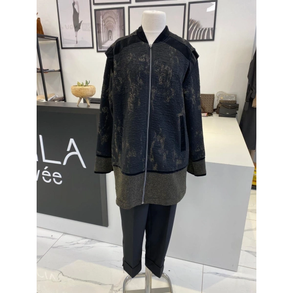 QMASH PRİVE SİYAH SİMLİ BOMBER CEKET