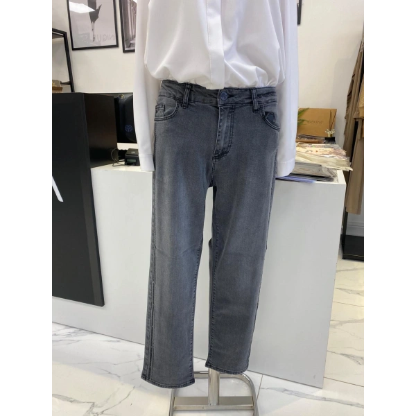 Denim Yanları Taşlı Pantolon