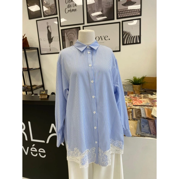 NURCAN ÇETİN GÜPÜRLÜ ÇİZGİLİ GÖMLEK