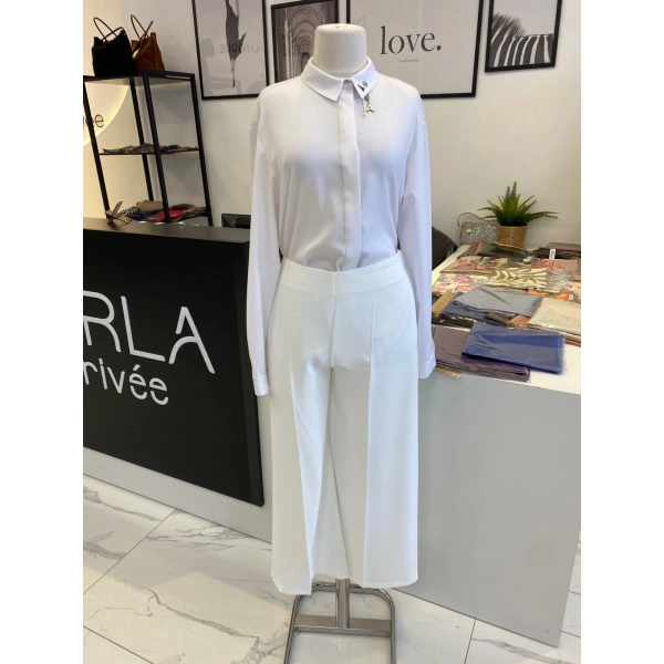 ARKASI LASTİKLİ KISA GENİŞ PAÇA PANTALON