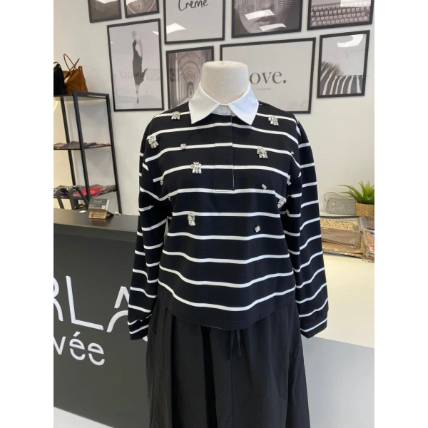 WENNORA GÖMLEK YAKA ÇİZGİLİ TAKIM