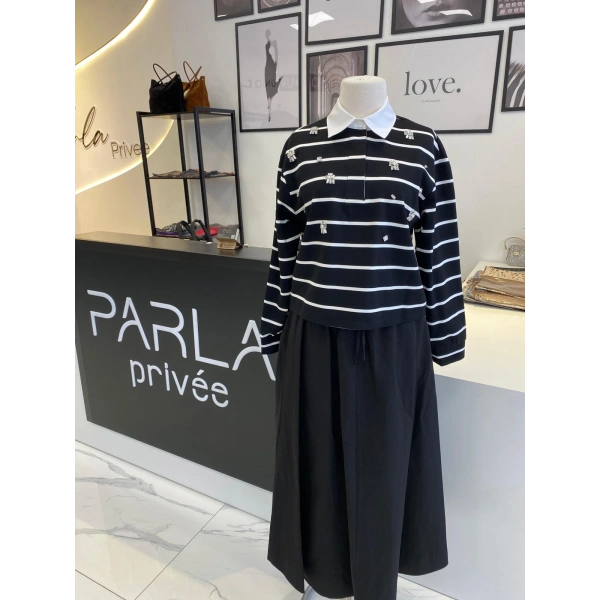 WENNORA GÖMLEK YAKA ÇİZGİLİ TAKIM