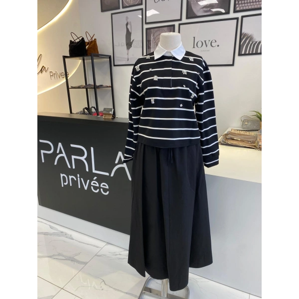 WENNORA GÖMLEK YAKA ÇİZGİLİ TAKIM