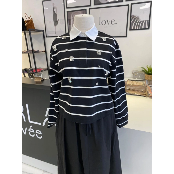 WENNORA GÖMLEK YAKA ÇİZGİLİ TAKIM