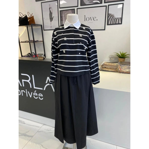 WENNORA GÖMLEK YAKA ÇİZGİLİ TAKIM