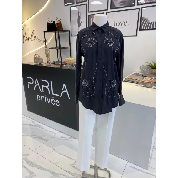 TAŞLI ÇİZGİLİ GÖMLEK