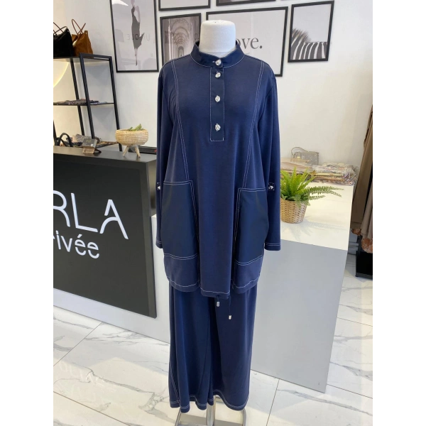 NURCAN ÇETİN ÇİZGİ DETAYLI TAKIM