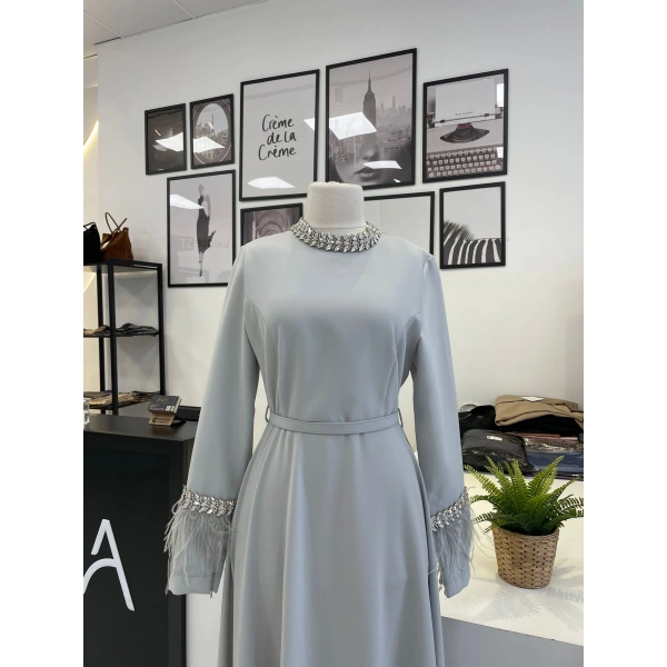 NURCAN ÇETİN Abiye Taşlı Elbise