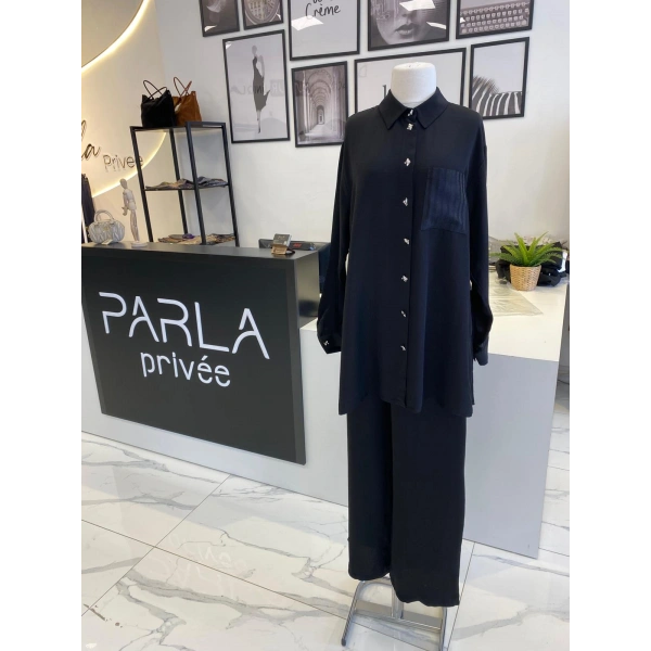 OTTO DESİGEN TAŞ DETAYLI SATEN TAKIM