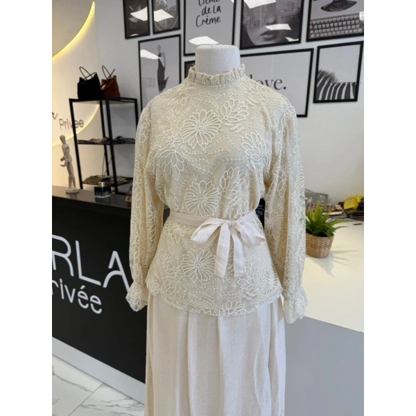 PARLA GÜPÜR DETAYLI ETEK TAKIM