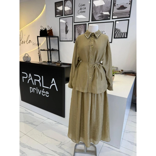 PARLA ŞİFON ETEKLİ TAKIM